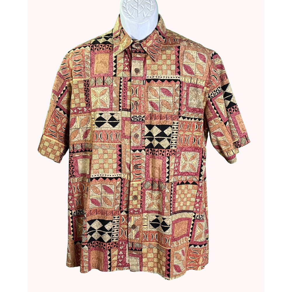 Cooke Street Button Down Shirt Mens M Multicolor Geometric‎ Tribal Cotton Aloha